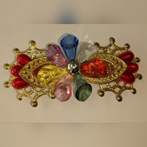 VTG GOLD TONE BEADED 4" BARRETTE